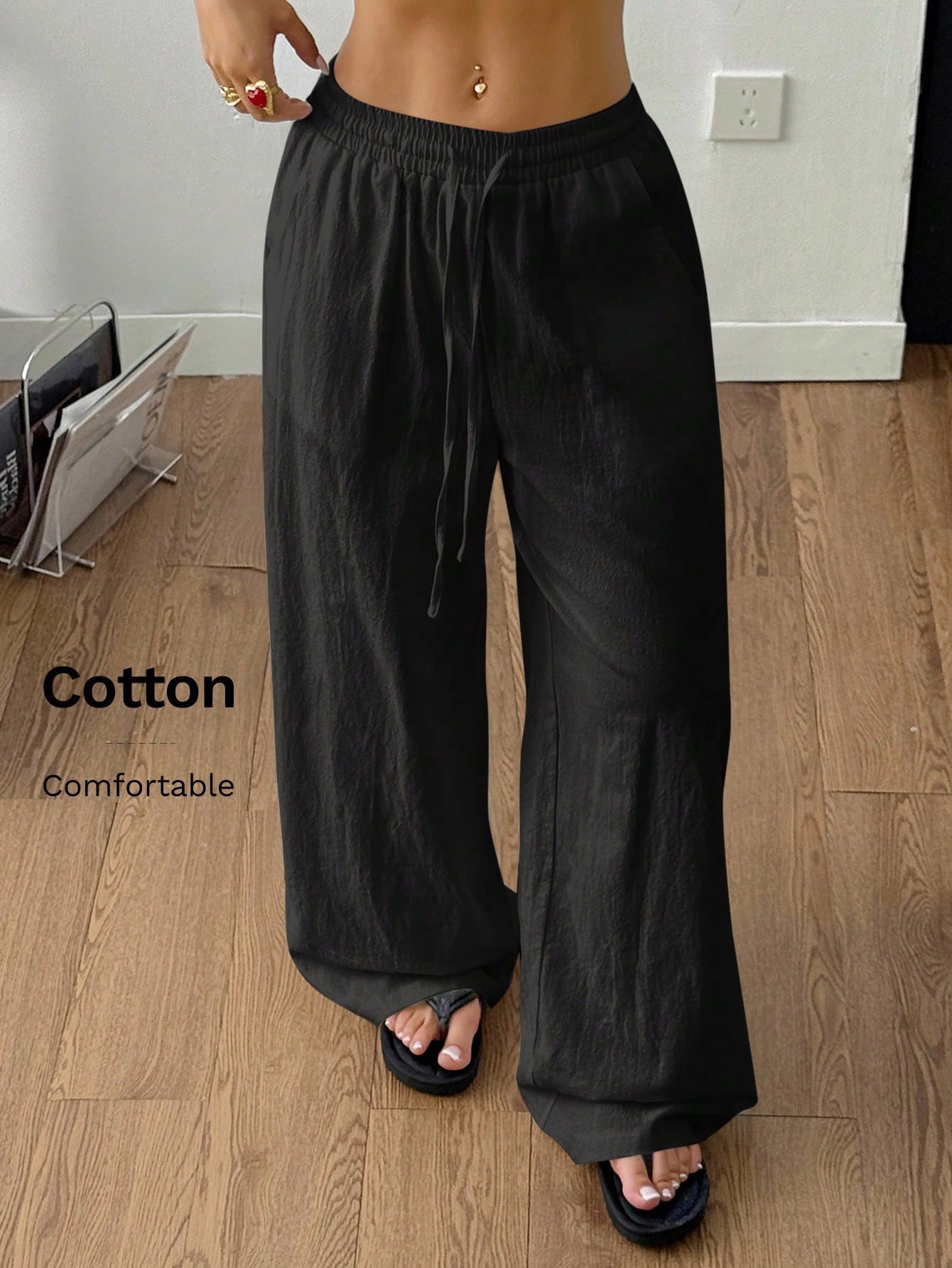 Coolane Pantaloni damă de vară, stil rustic, stil boho, stil minimalist, spălat, 100% bumbac